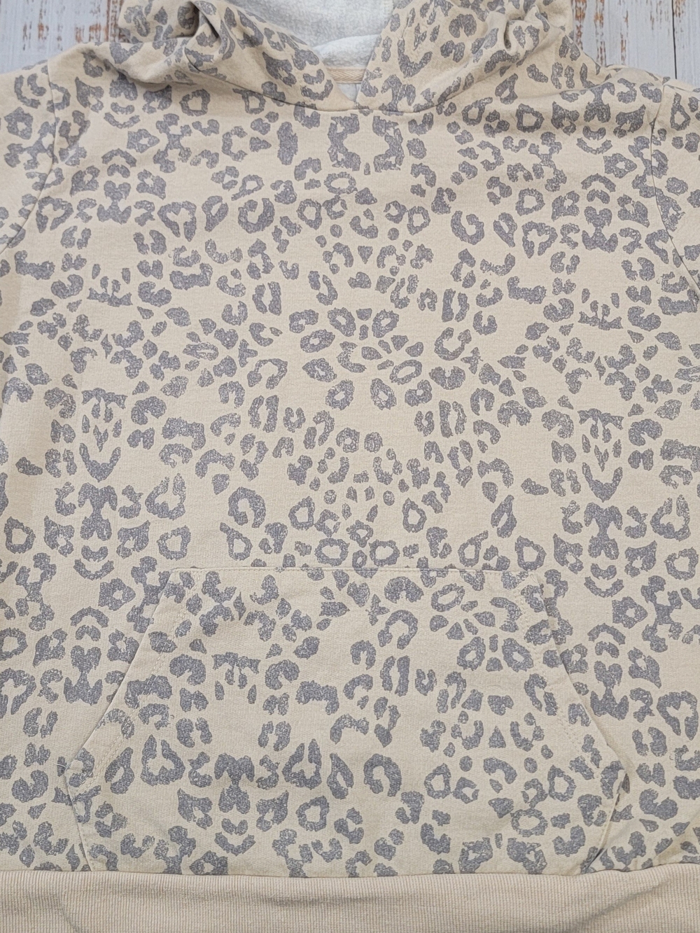 Beige Leopard Print Hooded Sweatshirt - Neutral Animal Print